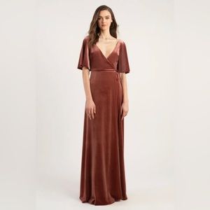 NWT Jenny Yoo Marin Velvet Wrap Dress in English Rose